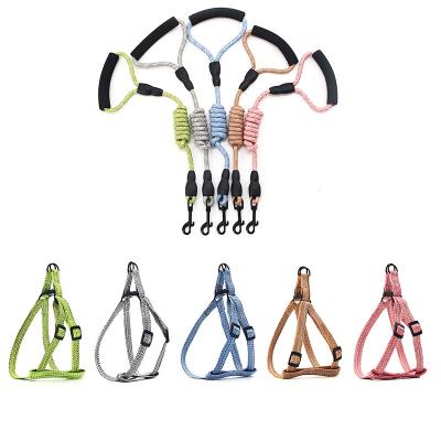 China Sustainable Pet Training Custom Printing Logo Tactical Braided Nylon Dog Harness And Dog Leash Set for sale