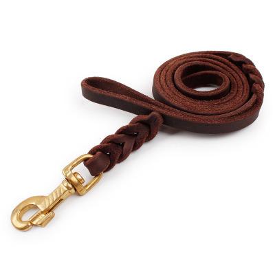 China Pure Cowhide Woven Production Customized High End Atmosphere Strong And Durable Dog Leash for sale