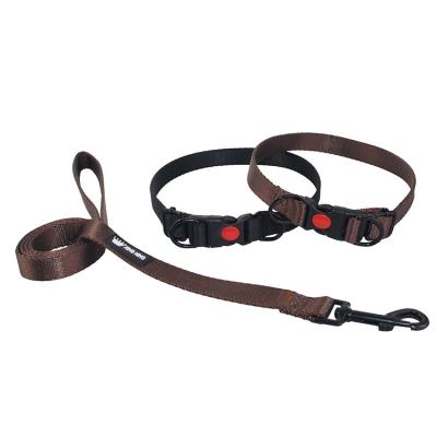 China Custom Hot Sale Dog Accessories Flat Buckle Adjustable Nylon Dog Collar And Leash Belt for sale