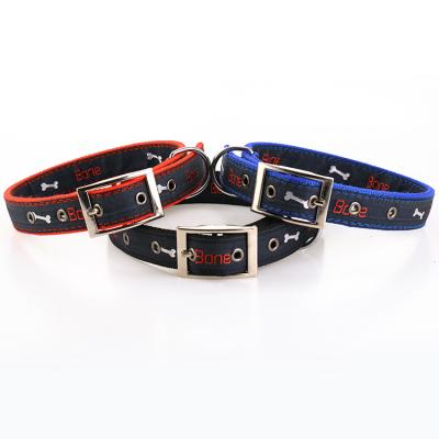 China New Style Denim Dog Collar Padded Durable Soft Skin-Friendly Pet Collar for sale