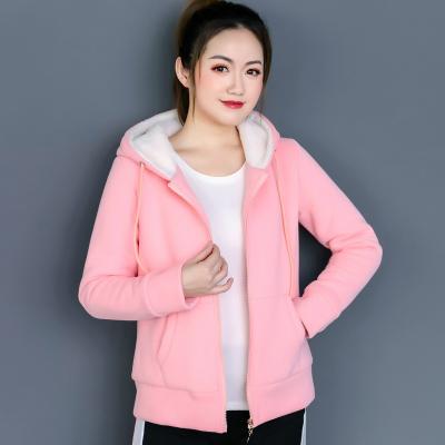 China Anti-wrinkle sweatshirt lamb fleece full zipper hoodie jacket with zipper for women hoodies and sweatshirts pour women warm coat for sale