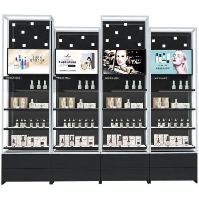 China Simplicity cosmetics elegant makeup cabinet display shelf makeup cosmetics store shelves for sale