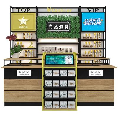 China Wooden cosmetics cashier shelf iron mother and baby store cashier Cosmetics store checkout counter TM16 for sale