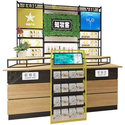 China Fresh and Original VIP Product Cabinet Cosmetics Cashier Back Cabinet Cosmetics Display Beauty Store Product Shelf for sale