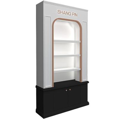 China Used to show bags shopping mall display rack portfolio display rack wood arch bag display cabinet for sale