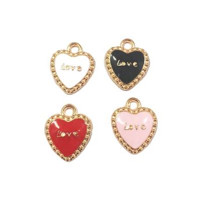 China 100pcs Cute Oil Ornament Accessories Diy Zinc Alloy Drip Jewelry Making 14*17MM Enamel LOVE Shape Charm Pendant for sale