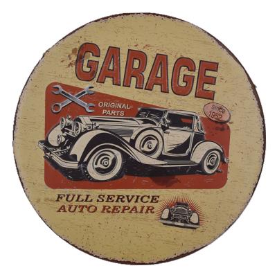 China Hot Sales Europe Vintage Advertising Signs Motor Oil Gas Station Garage Embossed Retro Metal Sign Round Tin Sign for sale