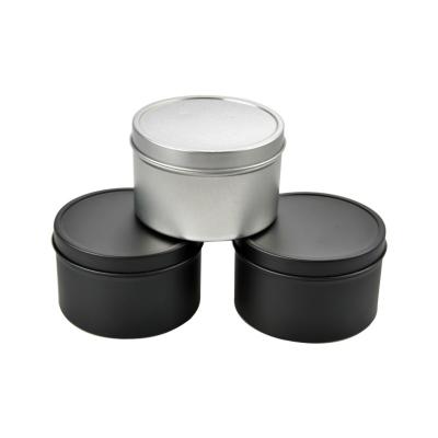 China Custom Printing Sealing Round Shape 8oz Candle Tin Cans Jar Black Silver Metal Candle Tin for sale