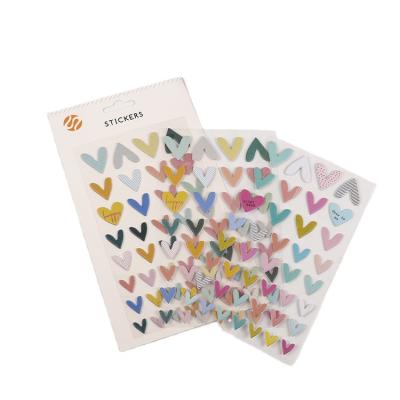 China Wholesale Cheap Waterproof+Eco-friendly Custom Kids Rewarding Gift Dairy Ins Style Puffy 3D Heart Stickers Cover for sale