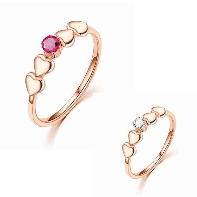 China New Fashion Design Size 5-9 2MM Size 5-9 2MM Gemstone Stainless Steel Rings Delicate Rose Gold Polishing Four Heart Rings Environmental Friendly Chunky Zircon Rings for sale