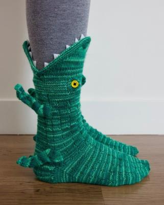 China Antibacterial Funky Untraditional Modern Knitting Animal Socks Whimsical Alligator Floor Christmas Knit Socks for sale