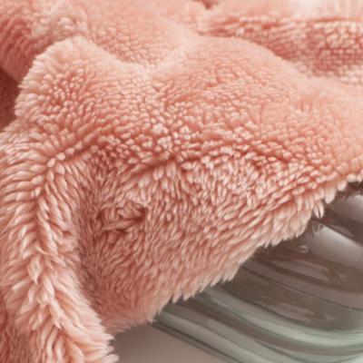 China Environmentally Friendly Brushed Sueded Sherpa Shu Fleece Fabric One Side Cut Flowers for sale