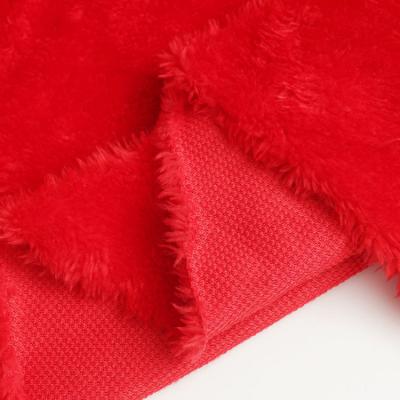 China Sueded Red Color Brushed Bejirog Polyester Knitted Fleece Fabric For Winter Garment for sale