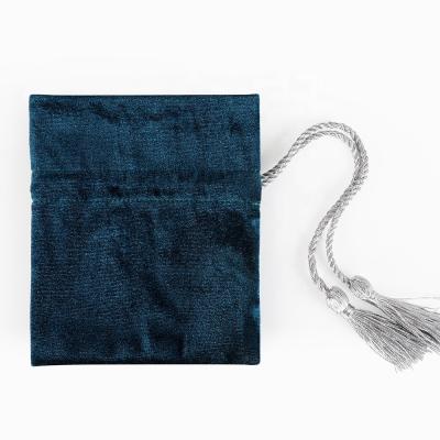 China Security velvet drawstring bag, tassel velvet cosmetic bag, velvet packaging bag for sale