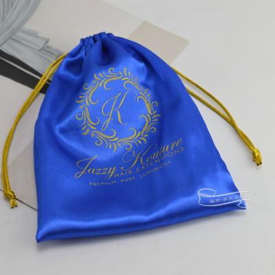 China Recyclable High Quality Satin Ribbon Drawstring Custom Hair Extension Bags for sale