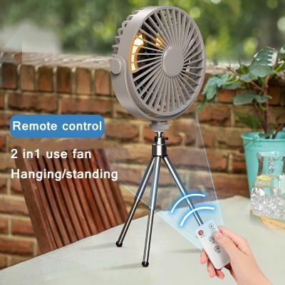 China 2022 New Mini Electric Remote Control Wireless Tripod Outdoor Hanging Rechargeable Portable Camping Fan Remote Control With LED Light for sale