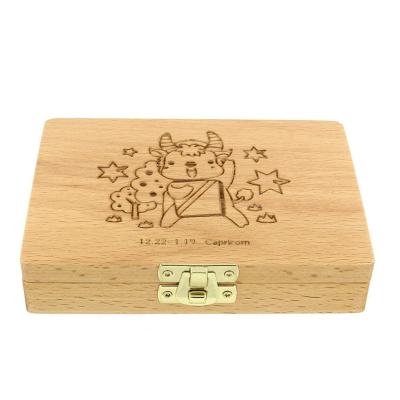 China China children keepsake wooden box for milk teeth with wooden tooth box tweezers and lanugo bottle kids tooth tooth box for sale