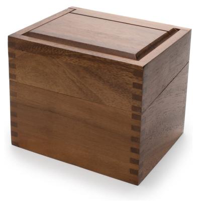 China China Acacia Wood Recipe Box With DividerTabs 2 Compartment Single High-grade Storage Box Wooden Letter Box for sale