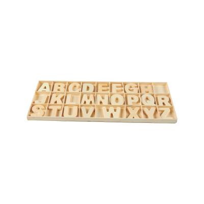 China Handmade Hot Selling Europe Wooden Alphabet Letters With Storage Tray Wood Crafts for sale