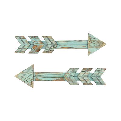 China Green Arrows Wooden Wall Decor China Sign Farmhouse Rustic Wood Decorative Arrow Wall Decor for sale