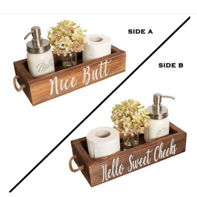 China China Bathroom Decor Box Toilet Paper Holder Rustic Wooden Farmhouse Crate Home Decor for sale