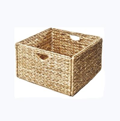 China Rustic Classics 2-Pack 2 Piece Regulatory Collapsible Handwoven Water Hyacinth Cube Storage Basket Bin for sale