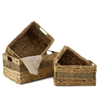 China Hot Viable Selling 4 Rectangular Nesting Storage Basket Wicker Trash Cans More Environmentally for sale