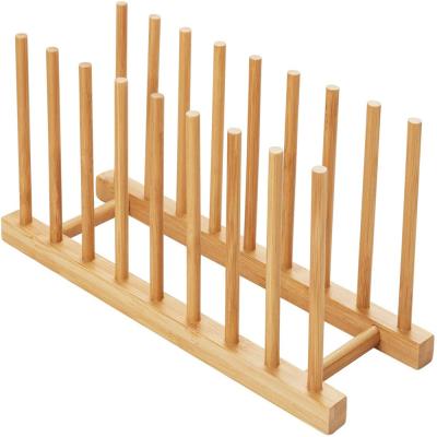 China Sustainable Bamboo Wooden Dish Rack Plates Rack Kitchen Storage Cabinet Organizer For Dish/Dish/Bowl/Cup for sale