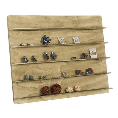 China 5 Layers Eco - Friendly Simple Wooden Jewelry Display Rack Rings And Earrings Racks for sale