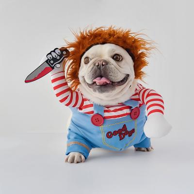 China Viable Deadly Doll Dog Costume Cute Pet Cosplay Funny Costume Clothes For Small Medium Puppy Dogs Halloween Pet Clothes Dress-up Party for sale