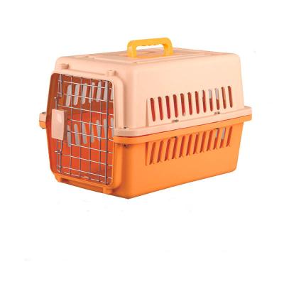 China Orange Sided Pet Travel Carrier Pet Travel Crate Breathable Durable Carrier Stocked Widely For Large Medium Small Pets for sale