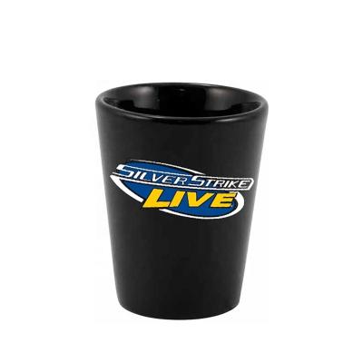 China Viable Black Custom Ceramic 2oz Logo Shot Glass for sale