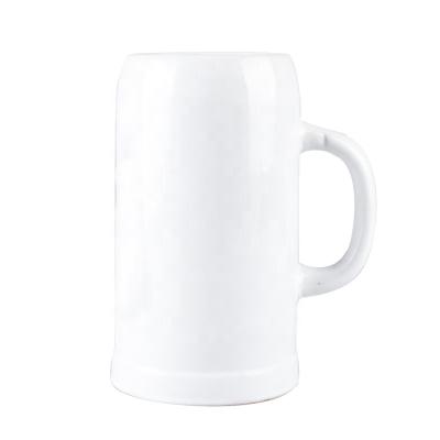 China Modern Custom Ceramic White Cheap Stoneware Beer Mug 500ml-1000ml Beer Steins For Sale for sale