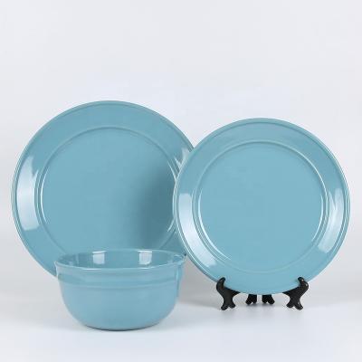 China Viable Custom Blue Ceramic Stoneware Dinner Set 18pcs Dinnerware Set for sale