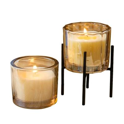 China Eco - Friendly Recyclable Customized Candle Glass Jar Candle Holder Decorative Glass for sale