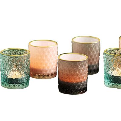 China Ultra Mini Glass Candle Holder Color Candle Jar Candle Cup for sale