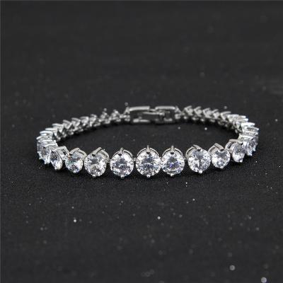 China Nickel& Factory Directly Lead Free Zircon Wedding CZ Stone Bridal Brass Link Bracelet Jewelry Gold Plating Bracelet White Handmade Cubic Zirconia for sale