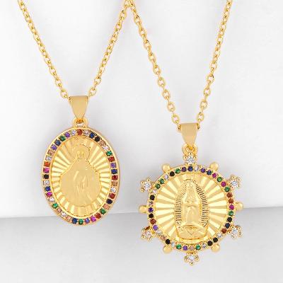 China Fashion Colombia Fashion 18K Gold Plated Women's 2020 Styles Beads Virgin Mary Copper Pendant Necklace for sale