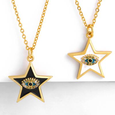 China Tasty Charm Rainbow Star Eye Fashion Classic Style Jewelry Statement Cubic Zirconia Evil Pendant Necklace For Girls Gifts Wholesale for sale