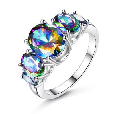 China Luxury Hot Design Wholesale High Quality Colorful Oval Opal Ring For Women And Men Wedding for sale