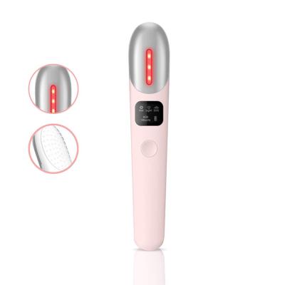 China Skin Tightening Mini Portable EMS Micro Red Light Current Hot Compress Tighten Anti Eye Wrinkle Beauty Massager for sale