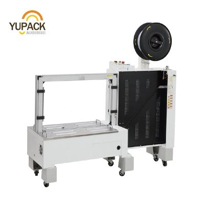 China Luxury Fully Automatic Tabletop Desktop Carton Box Bass Case Strapping Machine With Foot Switch for sale