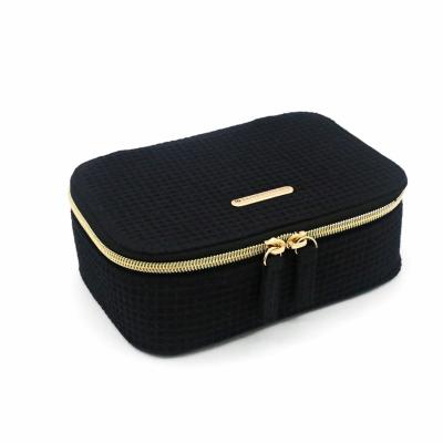 China Original Eco Friendly Black Waffle Pattern LINER Cosmetic Case Durable Natural Environmental Friendly Cosmetic Bag for sale