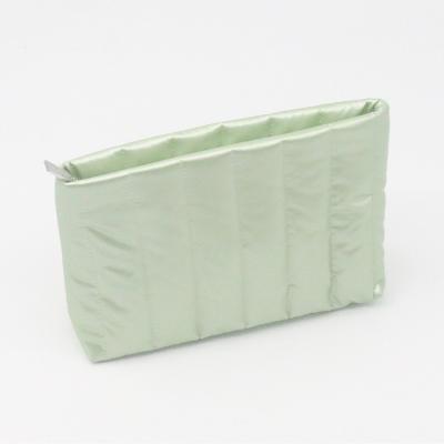 China Casual Style Eco-Friendly rPET Cosmetic Bag Letter Shape Popular Basil Green Quilted Cotton Unisex Toiletry Bag for sale