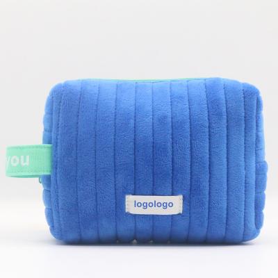 China 2022 Style rPET Pouch Makeup Pilou Stitching Soft Touch Dots Cosmetic Bag Blue Popular Klein Preppy Eco-Friendly rPET for sale