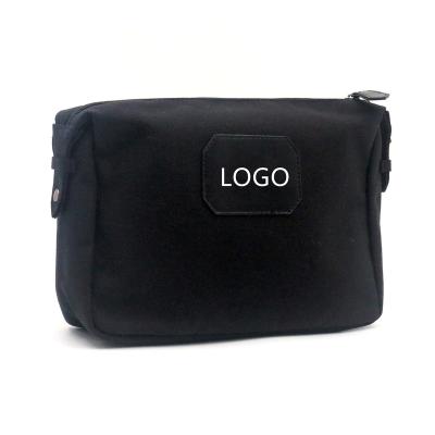 China Normcore/classic design canvas quality square minimalist toiletry bag shape black cotton men wash bag fabric canvas zipper cosmetic bag for sale