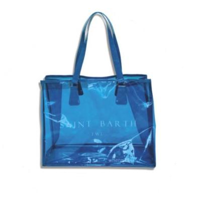 China Waterproof& Cool and Refreshing Feeling PVC Reusable Beach Bag in Transparent Sea Blue for sale