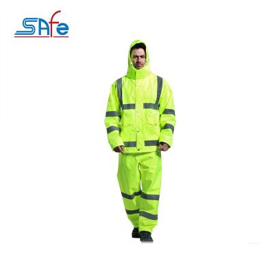 China Self-protective long coat men's long raincoat men's fluorescent green reflective raincoat security jacketwork clothes for sale