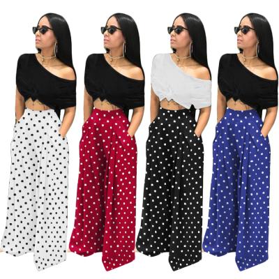 China Anti-wrinkle supplier high waist plaid printing dropshipping wide leg pants women's wide leg pants for sale