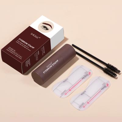 China Waterproof Private Label One Step Eyebrow Powder Waterproof Long Lasting Stamp Shaping Kit With 10 Reusable Eyebrow Stencils for sale